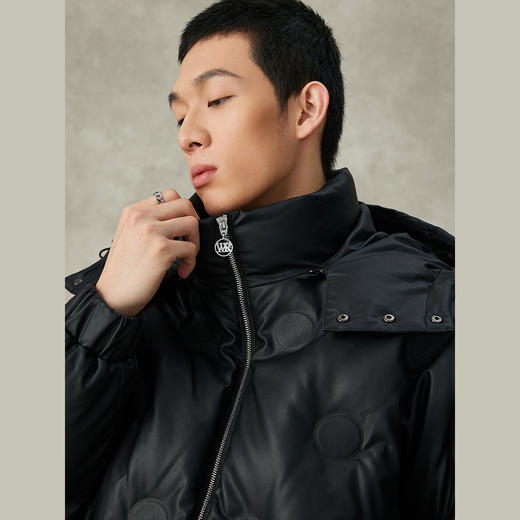 NPC潮牌圆点PU皮90白鸭绒连帽羽绒服短款羽绒服NP39DJ41 商品图3