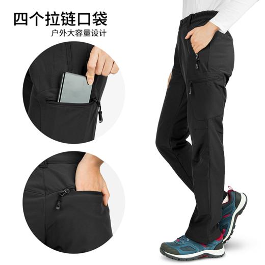 【168秒杀！】33000ft冲锋裤女户外秋冬防风防水保暖修身登山裤加厚抓绒软壳裤 商品图4