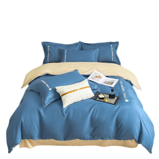 俞兆林 加厚磨毛刺绣四件套2米宾利蓝 YZL-24071 商品图0