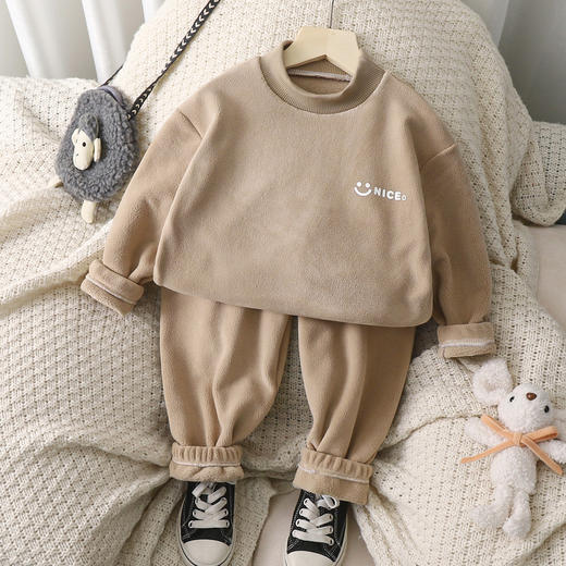 【温暖秋冬❗️儿童保暖居家服】儿童双面绒加厚保暖套装「舒适/加绒加厚/靓丽」看得见的厚度，宝宝穿着暖暖的，奥利绒套装女童加绒加厚，男童保暖内衣秋衣秋裤睡衣L 商品图1