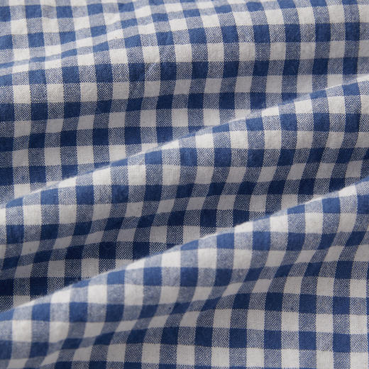 ROMI STUDIO“法式慵懒”蓝白格纹轻薄宽松圆领长袖衬衫 RWCRS64423 商品图7