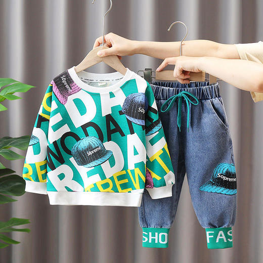 男童套装春装新款春秋季儿童洋气卫衣宝宝帅气休闲男孩两件套 商品图1