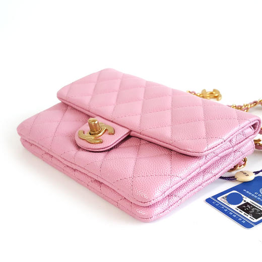 【95新】CHANEL香奈儿AS3225 B08006 NH622 22S粉色荔枝皮字母链条腰包胸包单肩斜跨包女士131025NJS06现售价：16500 商品图7