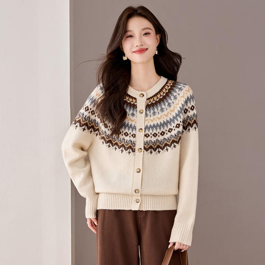 QF 20-1579费尔岛针织外套上衣显瘦洋气羊毛洋气开衫 商品图1