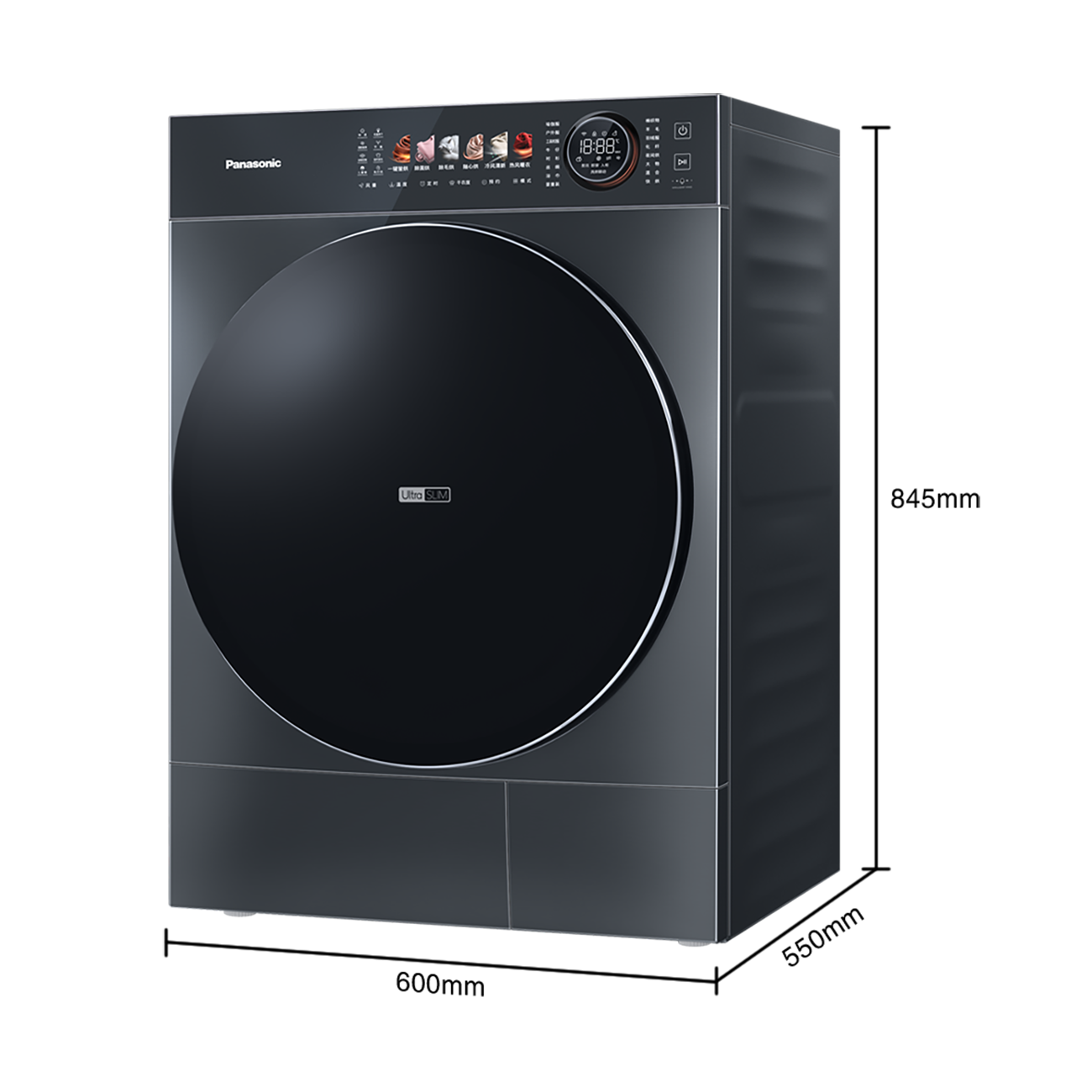 松下 干衣机 NH-SR26N 10KG 587mm大筒径 AI降噪算法 变频电机 一级能效 变频压缩机 钛晶灰