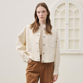 谜底牛仔短款棉服长袖2025年冬季新品翻领落肩短棉衣女254MF1614