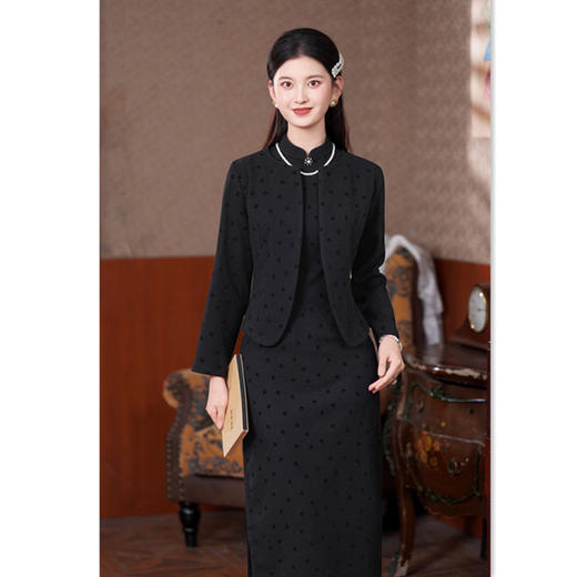 SKY 66991国风新中式无袖旗袍外套披肩两件套复古 商品图2