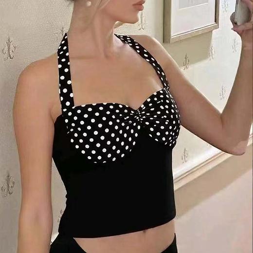 【126元任选2件】跃牌【漫西】系列 新款时尚拼色波点瑜伽服背心户外运动漏背健身衣 商品图1