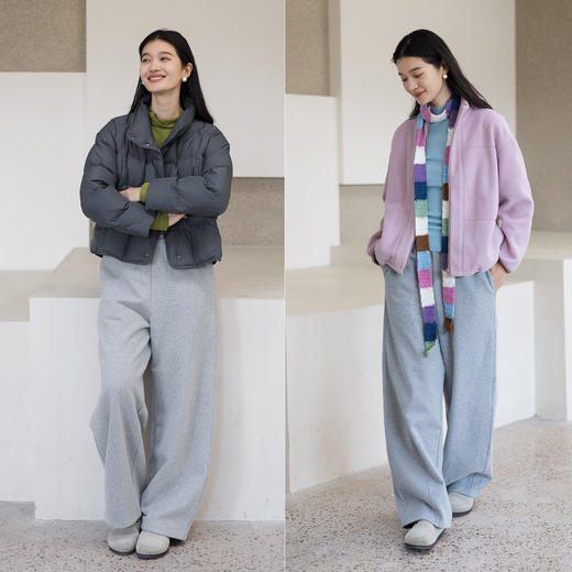 特绽放664朵/漫步裤·加厚棉针织绒感毛圈布全腰松紧直筒拖地卫裤 商品图1