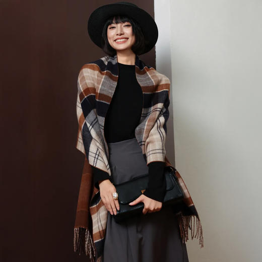 热卖！2025新款！C&C 明星款轻奢感羊毛/羊羔绒围巾 超大尺寸 两面可戴 保暖舒适 礼盒包装 多款可选 商品图10