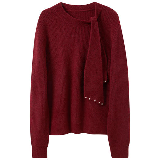 三彩2025冬季新款围巾领针织衫宽松长袖套头毛衫休闲纯色百搭M 商品图4