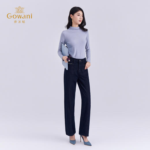 乔万尼新品分割设计包容身材时尚显瘦直筒裤EZ3F170 商品图2