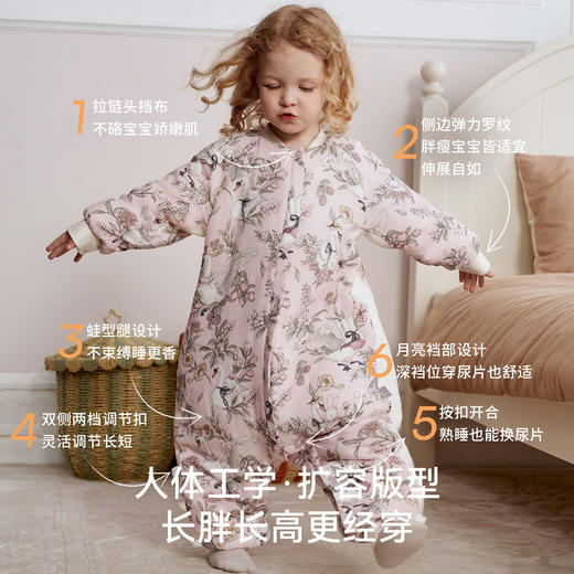 【宝宝安睡】嫚熙婴儿睡袋羊毛桑蚕丝宝宝睡袋儿童四季通用秋冬恒温分腿防踢被 商品图0