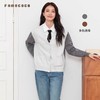 Famecoco范可儿撞色拼接V领休闲开衫学院风针织外套FAB6DE015 商品缩略图0