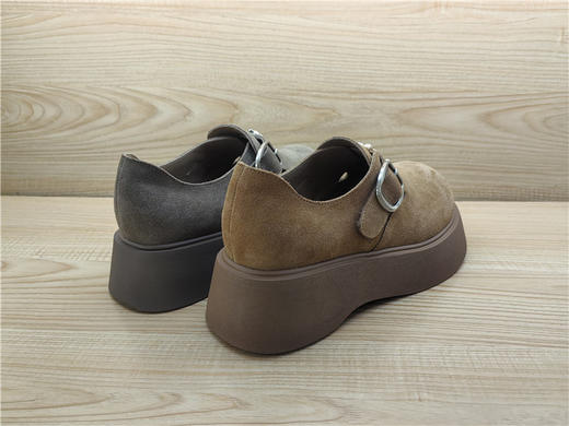 2025豪行春季新款专柜正品真皮勃肯鞋时尚舒适厚底女单鞋25130097 商品图5