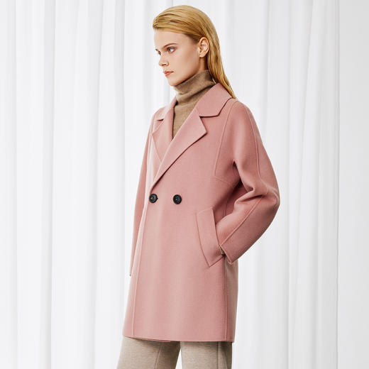 EITIE爱特爱高级感气质翻领收腰显瘦羊毛羊绒毛呢大衣冬季新款8014717 商品图2