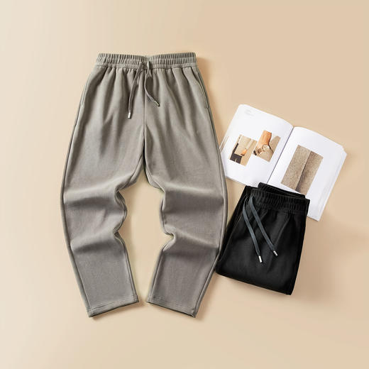 【含羊毛】罗蒙秋冬厚款保暖卫裤男士奥粒绒羊毛卫裤直筒休闲百搭男长裤 商品图2