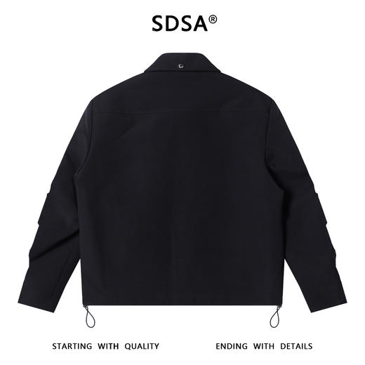 SDSA秋冬新款痞帅男装高街铆钉褶皱拉链翻领夹克下摆松紧百搭外套 商品图4