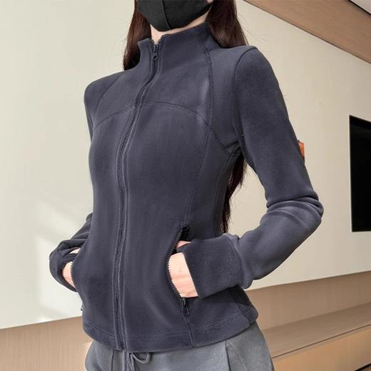 双面奥粒绒 修身立领小蛮腰外套 加绒内搭瑜伽服摇粒绒外套女2025新款秋冬季抓绒卫衣运动上衣 商品图11