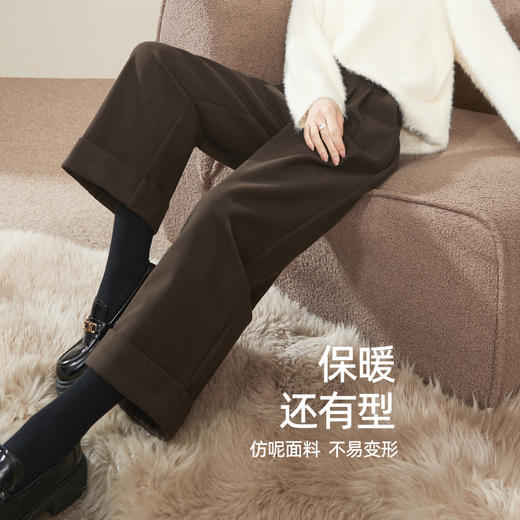 【仿毛呢-直筒裤】逸阳秋冬新品高腰垂感显瘦通勤休闲仿毛呢阔腿裤子1942 商品图6