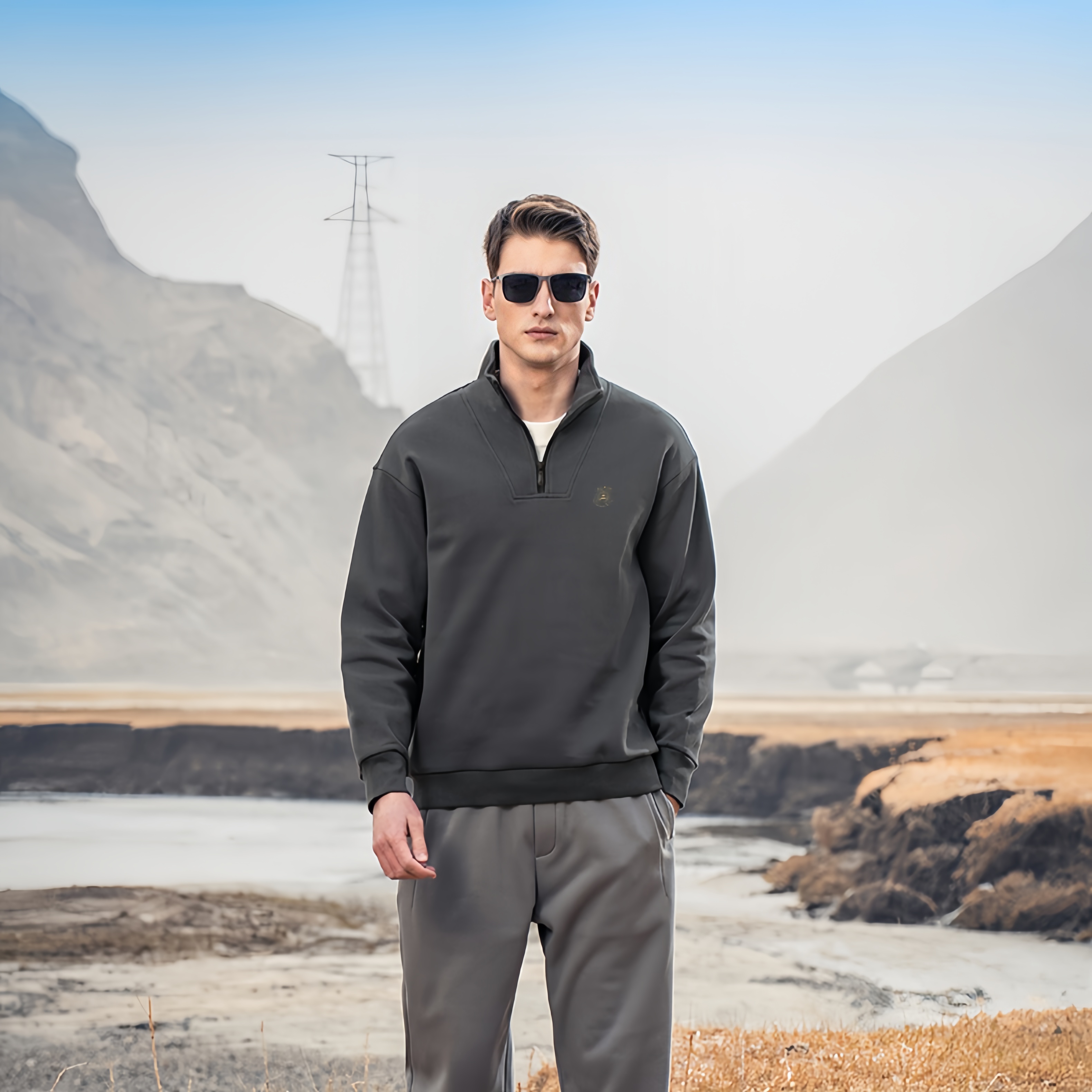 香港寺木秋季半拉链立领卫衣 上身大牌感十足！男女同款