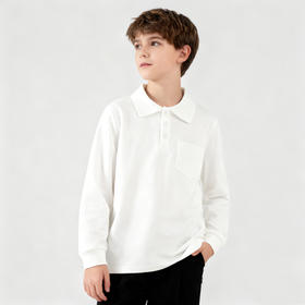 【儿童服饰丨儿童纯色polo衫】选用纯棉面料，亲肤舒适透气，做工精细走线工整，男款POLO领，女款娃娃领，男女款纽扣色做了区分，胸前有小口袋设计，简约百搭，90-170码可选~