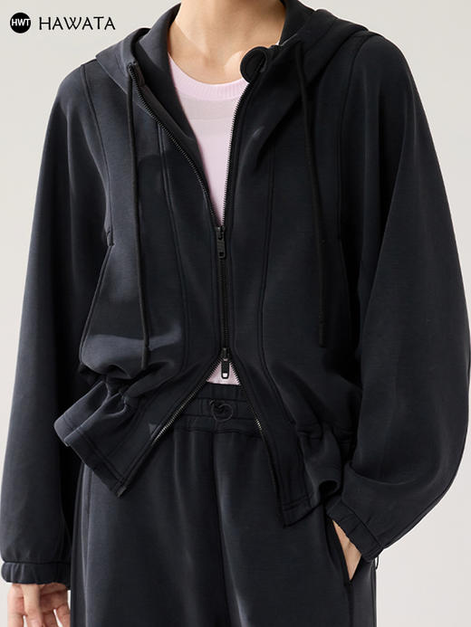 哈瓦塔（加绒）摩登砂洗休闲外套镰刀裤套装H350163 商品图2