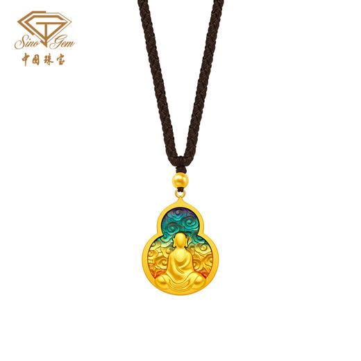 「大足金-大自在」足金福源吊坠 古法黄金珐琅挂坠 商品图3