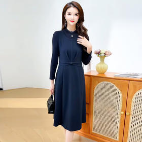 QYM 25S28-Y假两件长袖连衣裙妈妈装中长款A字裙