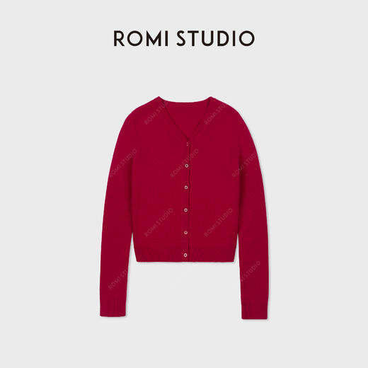 ROMI STUDIO“复古格调”100%羊毛柔软亲肤小V领开襟毛衫RWCAS86727 商品图0