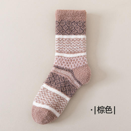 【绒绒的暖暖的！秋冬珊瑚绒袜子】 地板袜男女半边绒睡眠袜 冬季柔软加厚保暖中筒袜 商品图9