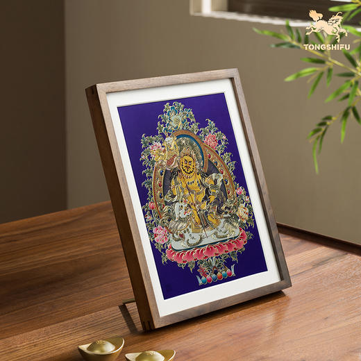 铜师傅 手工錾刻 铜雕画《财宝天王（桌面）》客厅桌面装饰画 商品图1