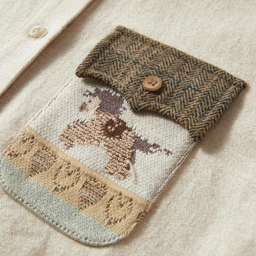 谜底衬衣长袖2025冬新品简约宽松中长款毛织贴袋衬衫女254MC1720 商品图3