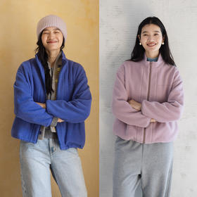 特绽放662朵/暖暖卫衣·棉针织摇粒绒立领长袖下摆抽绳开襟外套女