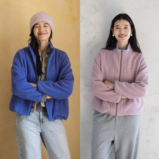 特绽放662朵/暖暖卫衣·棉针织摇粒绒立领长袖下摆抽绳开襟外套女 商品图0