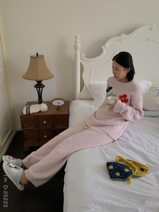 云朵软绵绵~浪漫花开秋冬加厚半边绒羽毛纱睡衣套装 可爱甜美家居服女 商品图2
