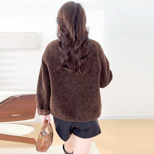 QYM 5271BKC037-Y加厚外套仿羊羔绒外套时尚保暖洋气上衣 商品图2