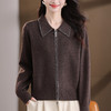 翻领外套气质休闲时尚针织上衣，洋气妈妈毛衣开衫宽松CC-101-35528 商品缩略图2