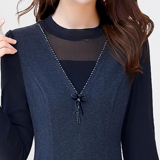 QYM 25S31-Y优雅连衣裙气质假两件拼结打底显瘦中长裙 商品图3