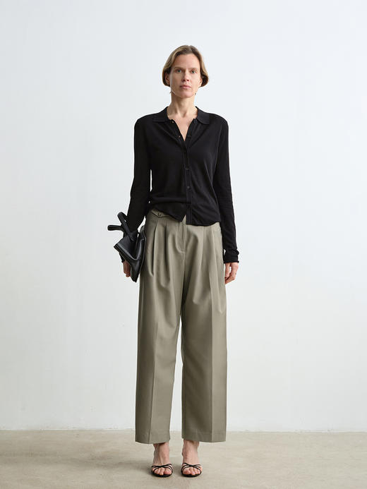 ROMI STUDIO垂坠感精致休闲高挑西装设计感直筒长裤 D3122(现货) 商品图0