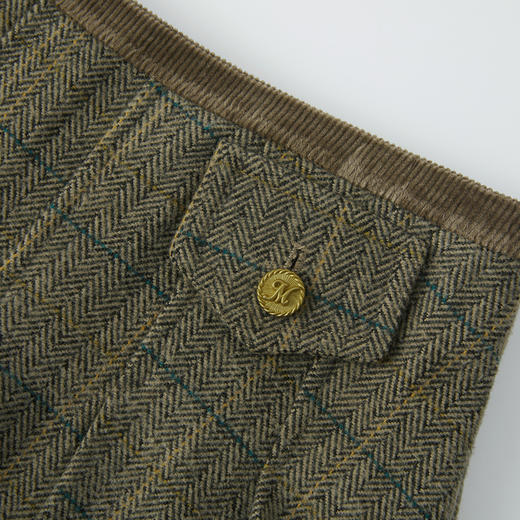 谜底百褶半裙2025年冬季新品复古学院风格纹拼接短裙女254MB1633 商品图3