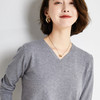 细腻亲肤柔软打底衫秋冬新款洋气V领纯色长袖内搭打底针织衫简约外穿鸡心领毛衣女 商品缩略图3