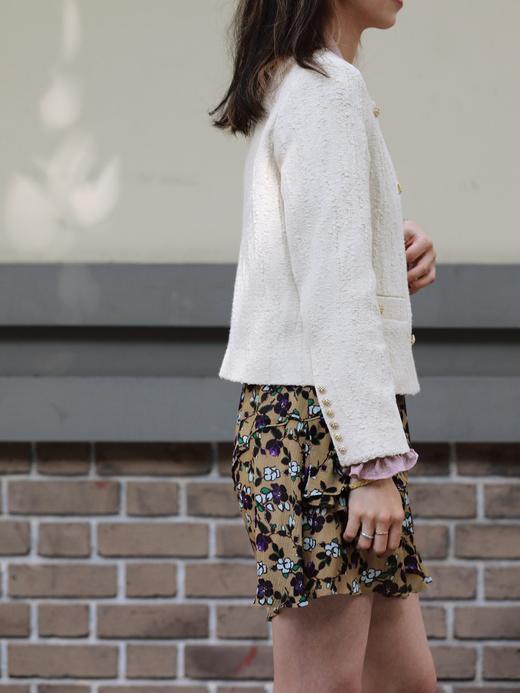 TYNVIE 象牙色纹理短款双排扣夹克 商品图10