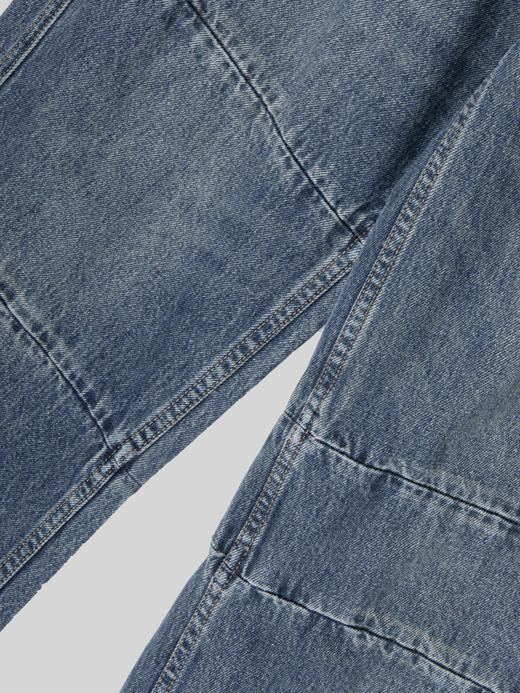 ROMI STUDIO复古拼接 宽松高腰阔腿显瘦深蓝色休闲牛仔裤 N3547 商品图7