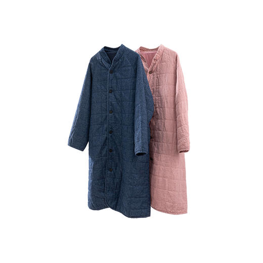 绽放682朵/情书3.0·麻棉肌理感夹棉长款棉服外套女冬新款棉衣 商品图4