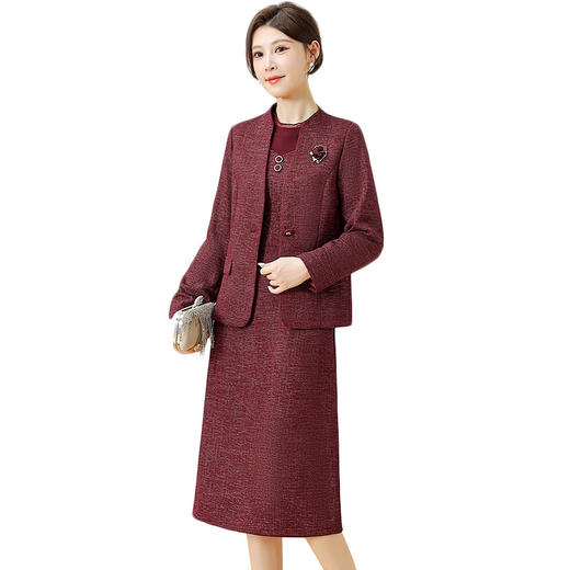 QYM 7259016-Y时尚套装洋气休闲两件套外套+连衣裙 商品图4