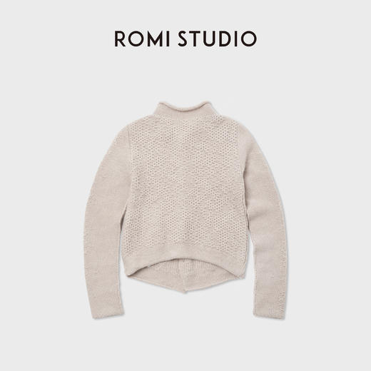 ROMI STUDIO“松弛慵懒”100%羊毛卷边牛角扣开襟毛织 RWCASZ5933 商品图2
