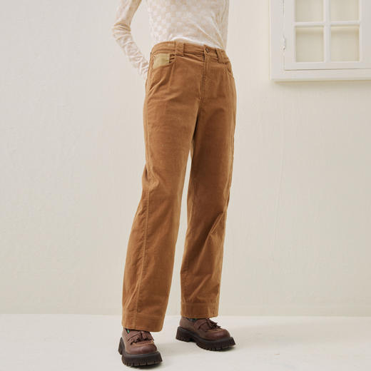 谜底直筒裤长裤2025年冬季新品长复古拼接不对称口袋女254MK1644 商品图1