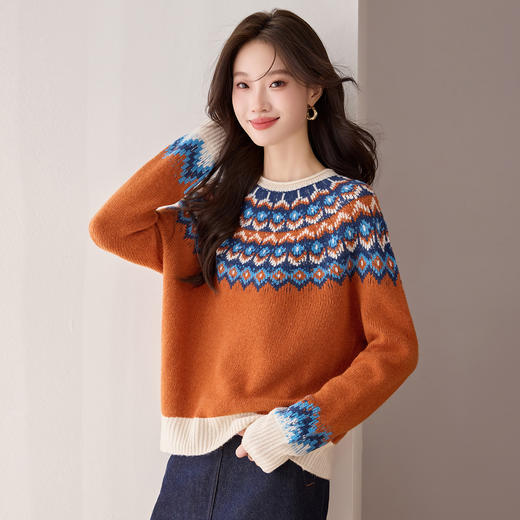 QF 20-1575羊毛毛衣复古慵懒风宽松洋气上衣 商品图2