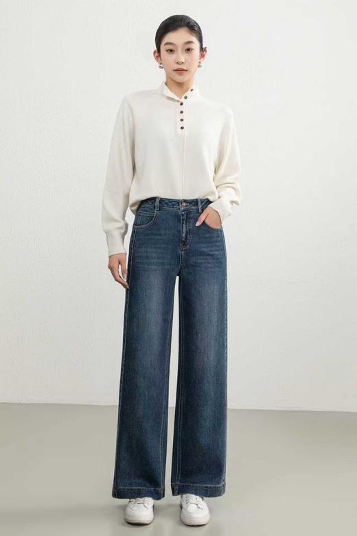 SZ3L11_蓝采和_牛仔裤_秋季_高腰水洗做旧明线设计阔腿直筒_高级女装_BERNIEELEN 伯妮斯茵 商品图0